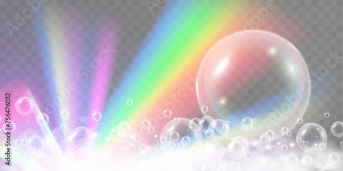 Air bubbles.Soap foam vector illustration on a transparent background.	
