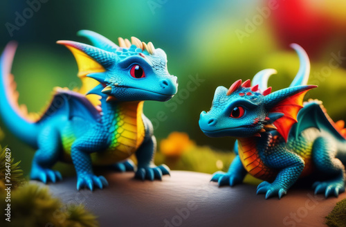 Cute adorable colored baby dragon cartoon. Fairytale dragon character in the style of children-friendly cartoon animation fantasy art