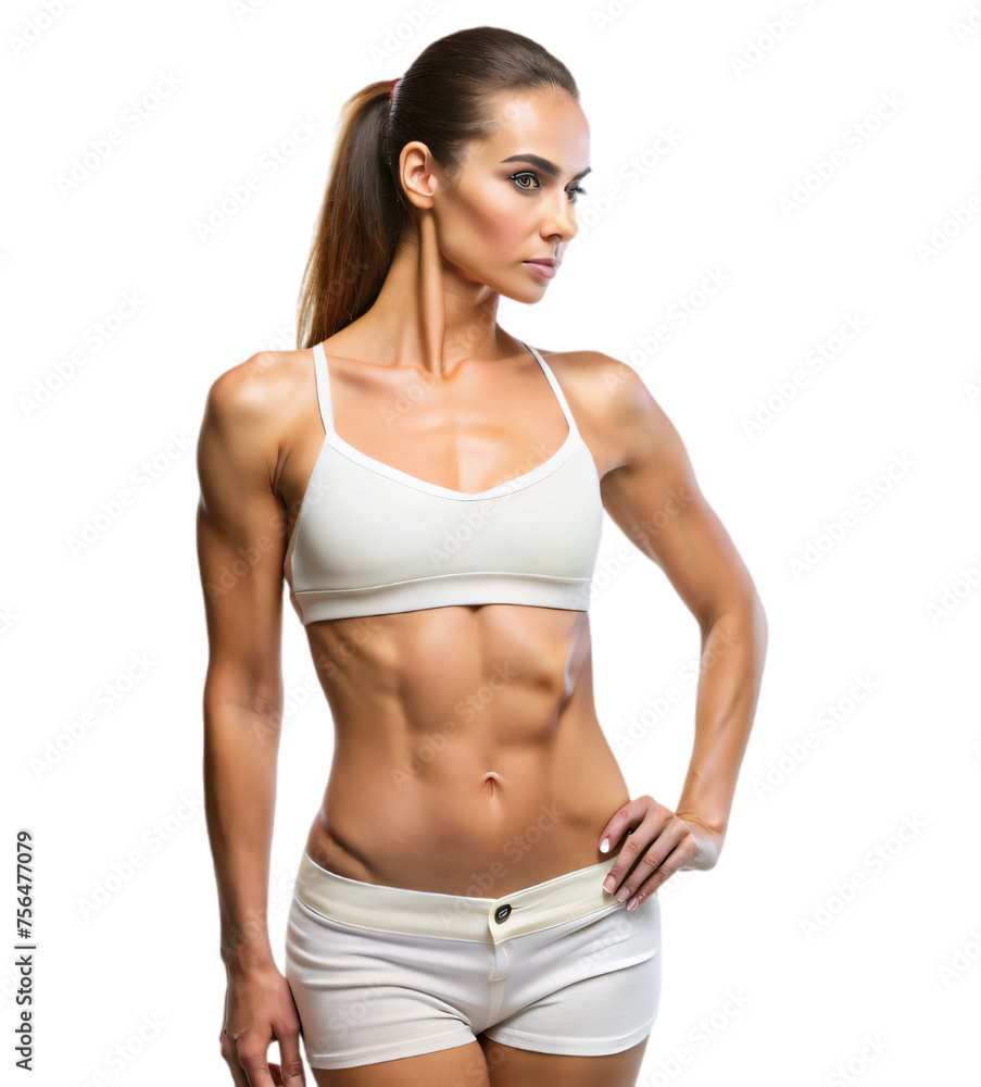 Fit woman showing off her slim figure in a gym studio Fit woman showing off her slim figure in a gym studio