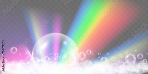 Air bubbles.Soap foam vector illustration on a transparent background.	
