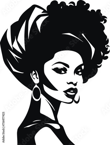 African woman head  AfroAmerican woman vector illustration  on a white background