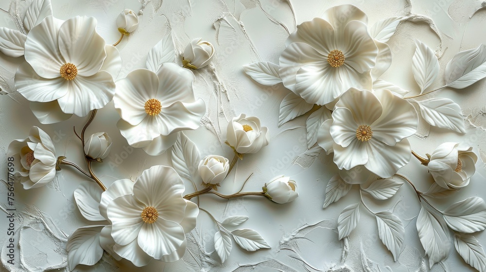 Floral plaster pattern background