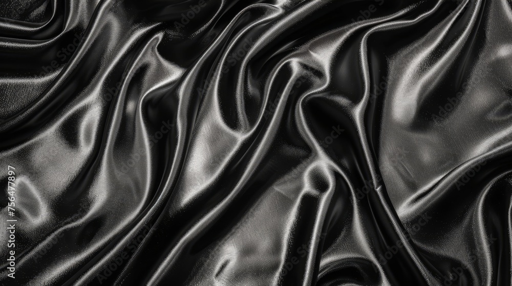 Fototapeta premium Elegant black silk fabric texture for delicate background design or luxury wallpaper pattern