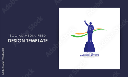 Vector illustration of Ambedkar Jayanti social media feed template