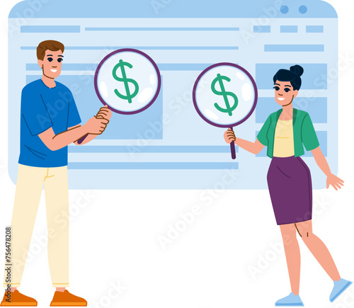 test paid search vector. insight website, isometric page, experience performance test paid search character. people flat cartoon illustration
