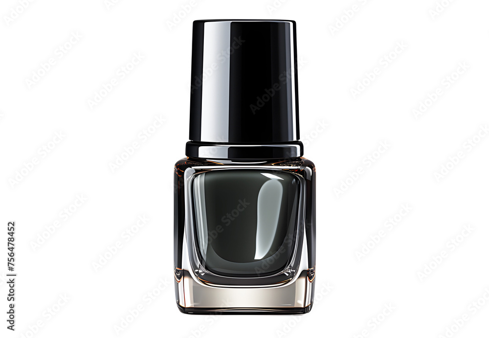Shiny black nail polish in closed by bottle cap black isolated on cut out PNG or transparent background. Fashion Beauty Varnish. Cosmetics for women. Realistic clipart template pattern. Shiny black nail polish in closed by bottle cap black isolated on cut out PNG or transparent background. Fashion Beauty Varnish. Cosmetics for women. Realistic clipart template pattern.
