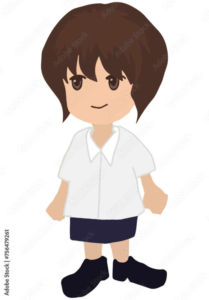 Japanese animation, young girls dressed in uniforms for school Japanese animation, young girls dressed in uniforms for school