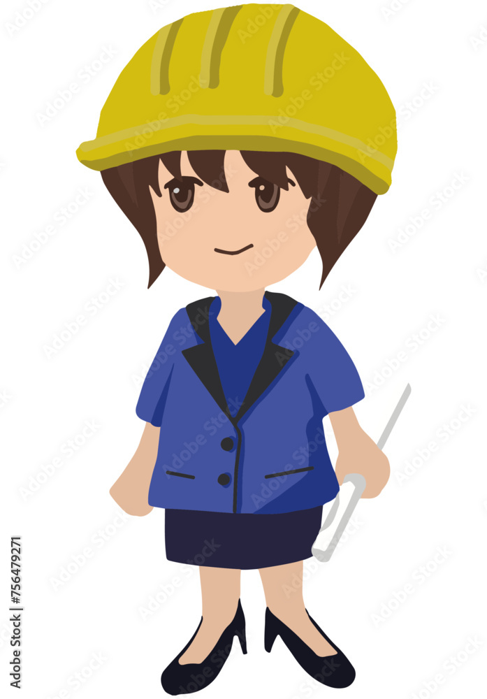 Japanese cartoon girl wearing an engineer's work uniform