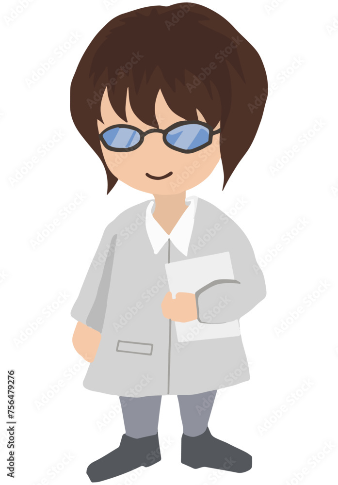 Japanese animation character, a little girl dressed as a doctor or scientist.