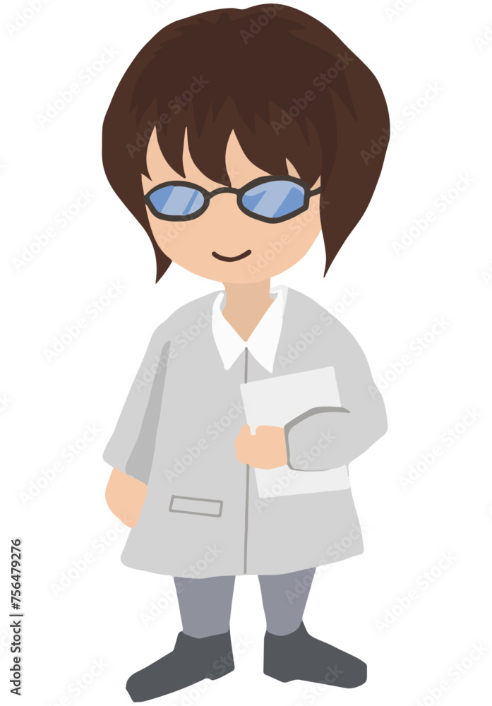 Japanese animation character, a little girl dressed as a doctor or scientist. Japanese animation character, a little girl dressed as a doctor or scientist.