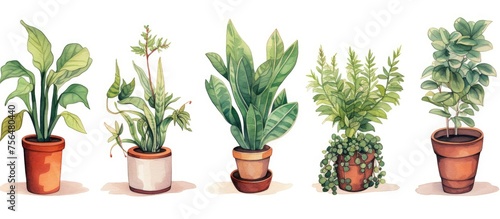 drawings of potted plants.