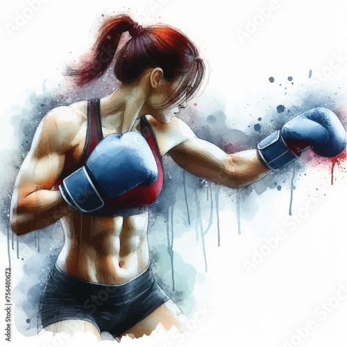 free fighter kickboxing woman with boxing gloves