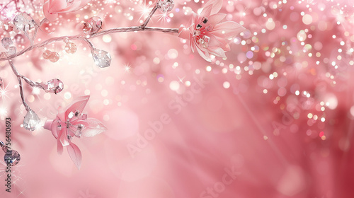 pink background bedecked with the radiant brilliance of diamonds and Swarovski Crystals