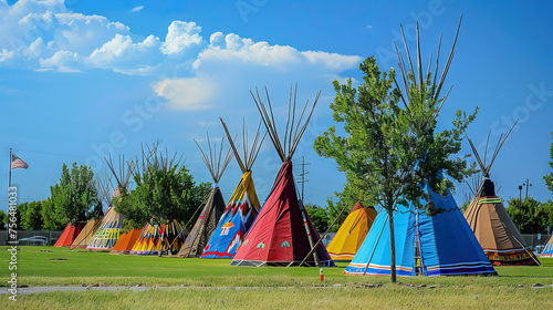 Traditional tipis representing the rich cultural history of Oklahoma's indigenous peoples.