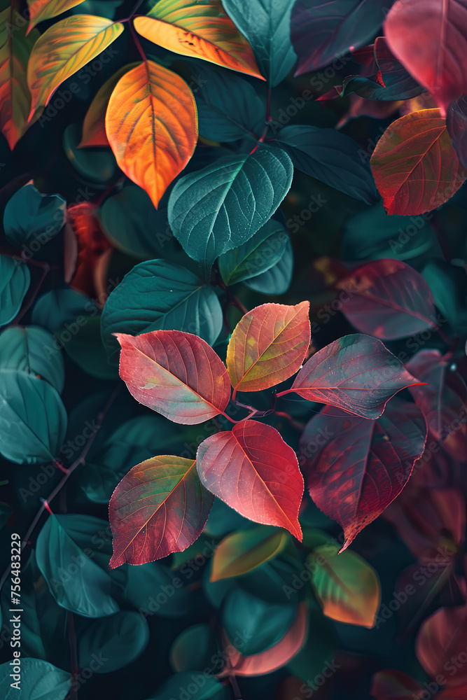 Colorful leaves and foliage for background