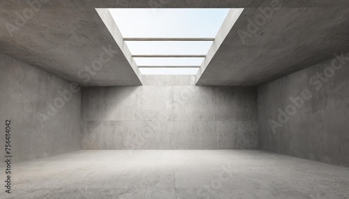 abstract empty modern concrete room with skylight from ceiling wall industrial interior background template 3d illustration
