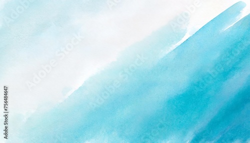 light blue watercolor background hand drawn with copy space for text or image diagonal gradient of white