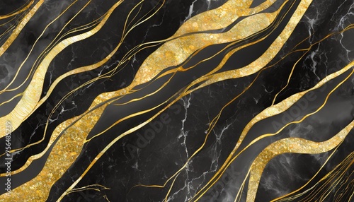 elegance black marble with golden veins background