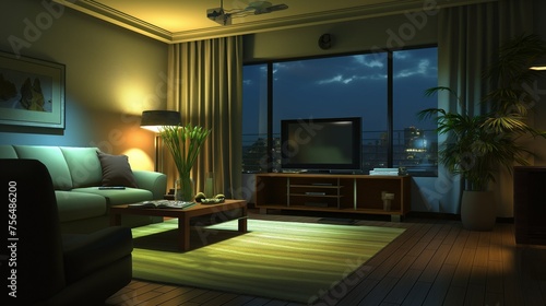 Wallpaper Mural リビングルーム・夜 Torontodigital.ca