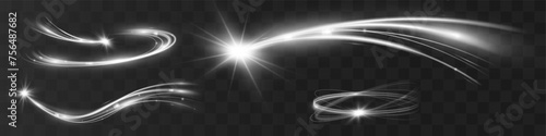 Light white wave shine effect,vector glow line sparkle shine. Silver wavy effects.