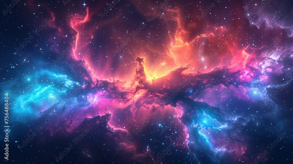 Explore the cosmos with this stunning image of a bright nebula and a dazzling star cluster, perfect for your next space-themed project. Explore the cosmos with this stunning image of a bright nebula and a dazzling star cluster, perfect for your next space-themed project.