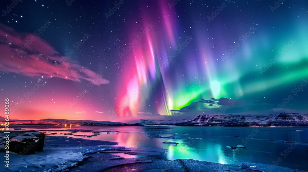 The Northern Lights, or Aurora Borealis, are captivating displays of colorful lights in the polar skies, caused by solar particles interacting with Earth's atmosphere.