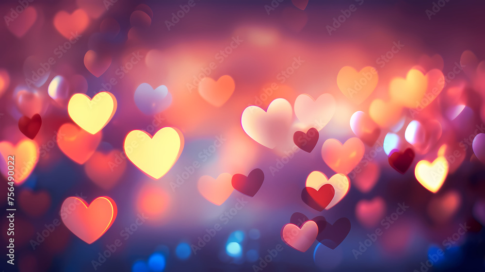 Valentine's Day background with hearts, heart background bokeh