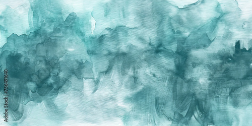 turquoise and dark green watercolor background with green waves , teal blue green Abstract watercolor paint background.banner 