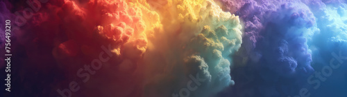 Rainbow colored smoke, abstract background banner.