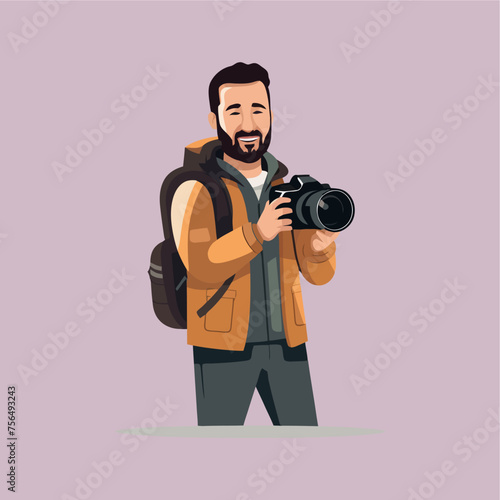 male photographer flat vector