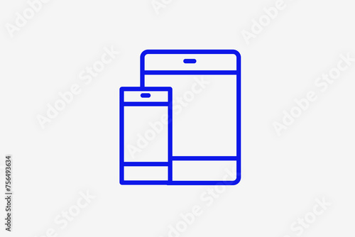 phone and tablet illustration in line style design. Vector illustration.