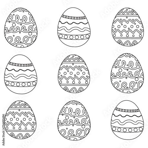 easter egg linear egg icon Set of Easter doodle style images for banners, posters, cards, invitations, prints, stickers, 3D illustrations.


