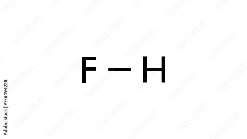 hydrofluoric acid molecule, structural chemical formula, ball-and-stick model, isolated image solution hydrogen fluoride hydrofluoric acid molecule, structural chemical formula, ball-and-stick model, isolated image solution hydrogen fluoride