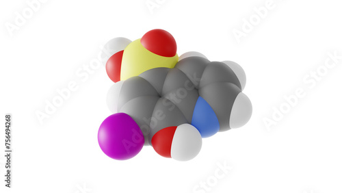 chiniofon molecule, antiprotozoal agent, molecular structure, isolated 3d model van der Waals photo