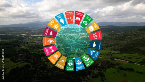 Sustainable Development Climate Action i Motion Graphic Animation 17 Global Goals Concept . hq photo