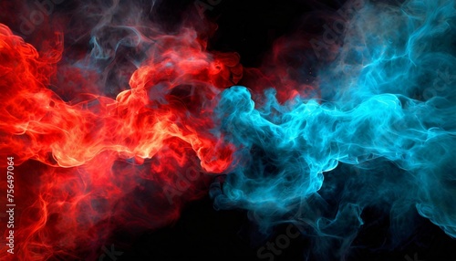 abstract nebula smoke fire in red and blue light isolated on black background in concept of versus competition fight © Nathaniel