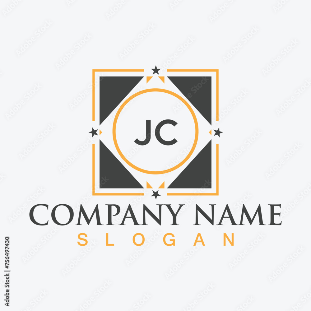 JC Letter Logo Design with Square shape design JC Letter Logo Design with Square shape design