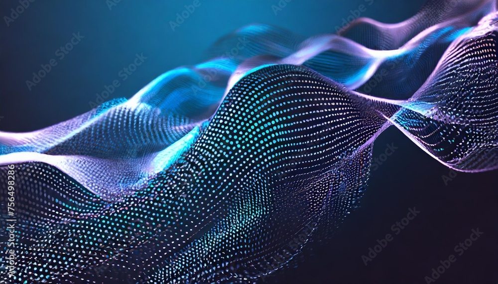 digital technology background dynamic wave of glowing points futuristic ...