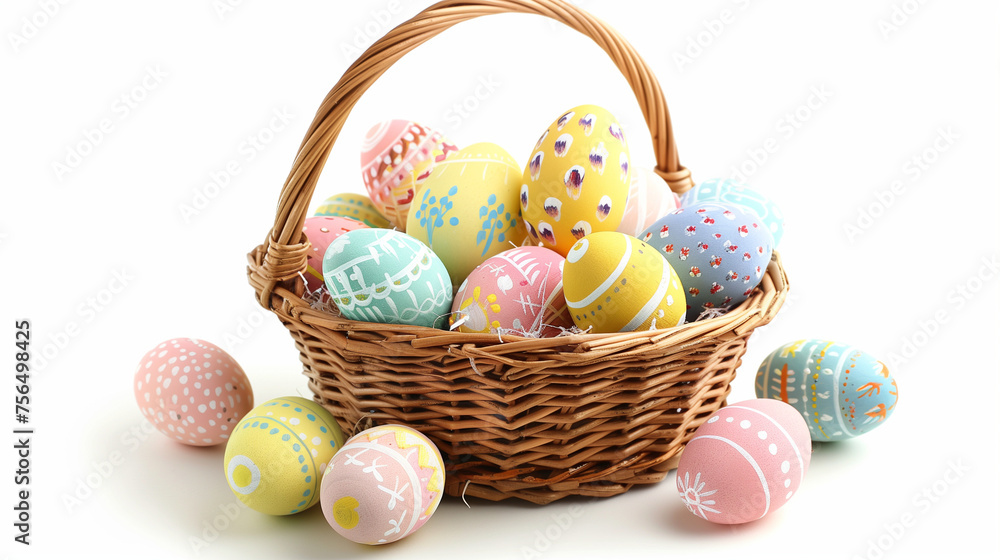 Easter basket filled with hand painted Easter Eggs Easter basket filled with hand painted Easter Eggs