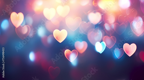 Blurred heart background, vibrant and romantic