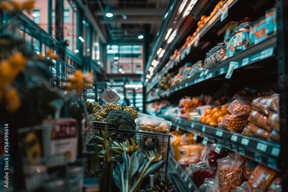 A picturesque view of a grocery aisle highlighting a variety of fresh appealing choices