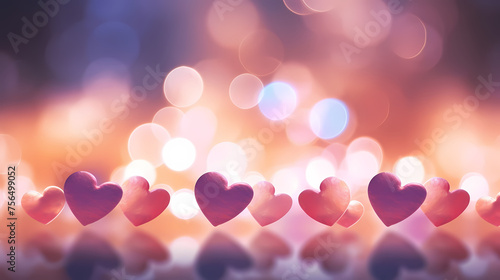 Blurred heart background, vibrant and romantic