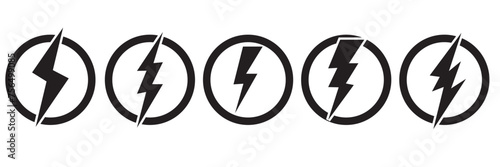 Electric power icon. Thunder bolt lightning icons set. Flash lightning sign vector collection. Various vector stock symbol illustration of thunderbolt electric flashes for energy powers . vector EPS10