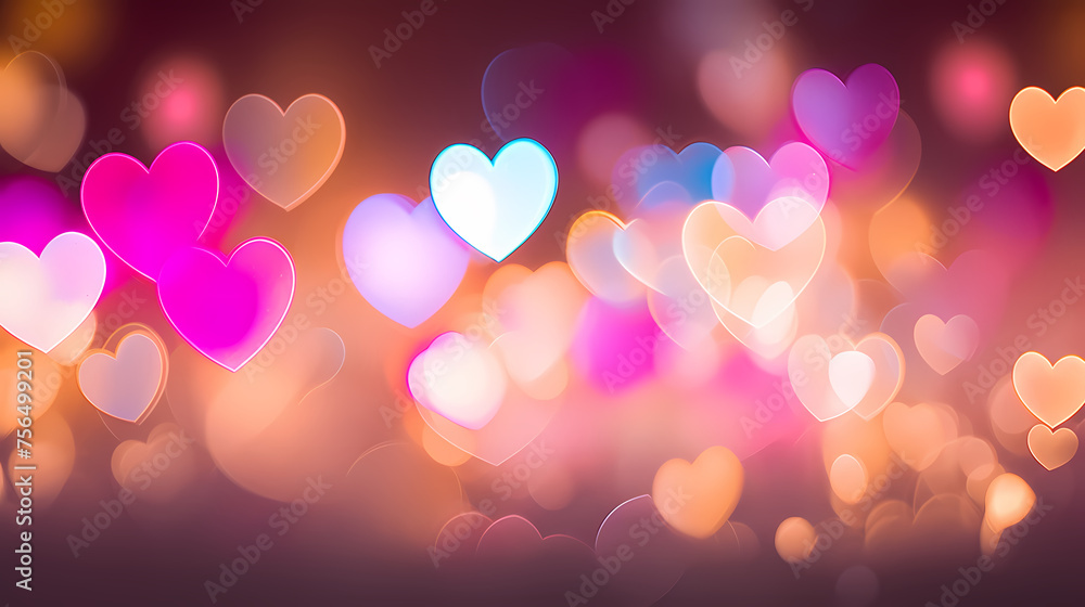 Blurred heart background, vibrant and romantic Blurred heart background, vibrant and romantic