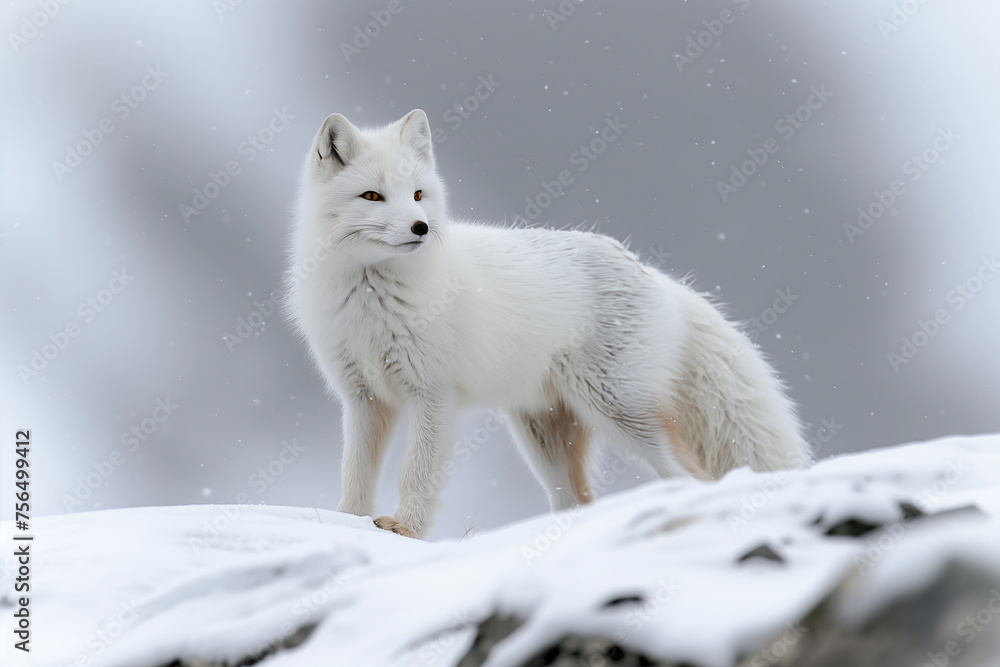 Obraz premium Arctic fox in snowy landscape