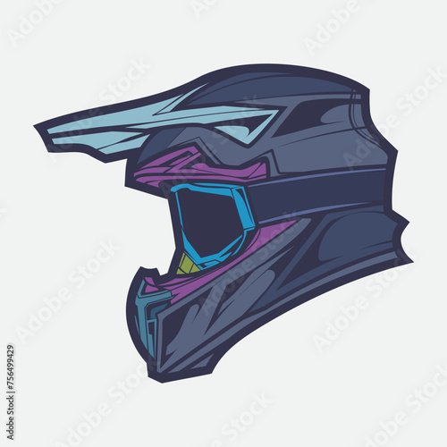 Helmet Motorcycle Cartoon Vector Icon, Cartoon Vector Icon Concept Flat Design. Draw Cartoon Vector Icon Illustration Helmet Motorcycle In Flat Style. Icon Cartoon Vector Helmet Motorcycle Side View