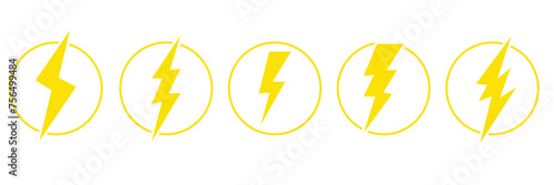 Electric power icon. Thunder bolt lightning icons set. Flash lightning sign vector collection. Various vector stock symbol illustration of thunderbolt electric flashes for energy powers . vector EPS10