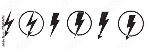 Electric power icon. Thunder bolt lightning icons set. Flash lightning sign vector collection. Various vector stock symbol illustration of thunderbolt electric flashes for energy powers . vector EPS10