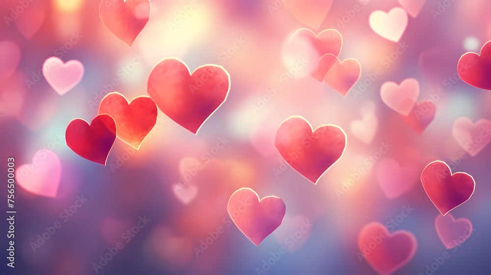 Blurred heart background, vibrant and romantic Blurred heart background, vibrant and romantic