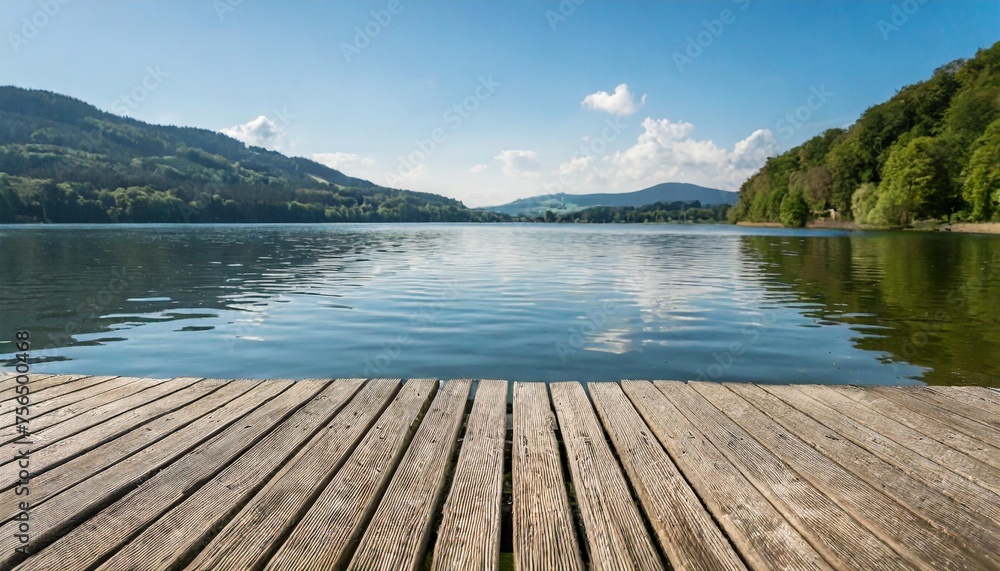 wooden planks background with lake germany